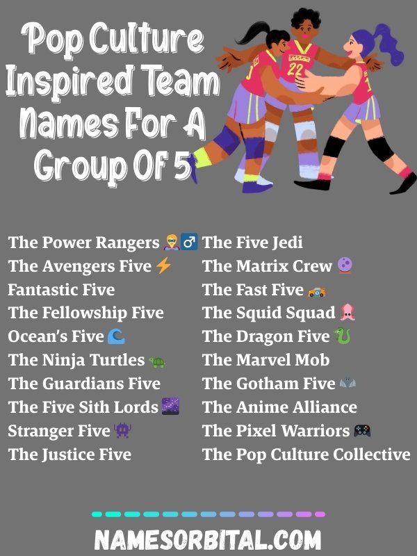 Pop Culture Inspired Team Names For A Group Of 5