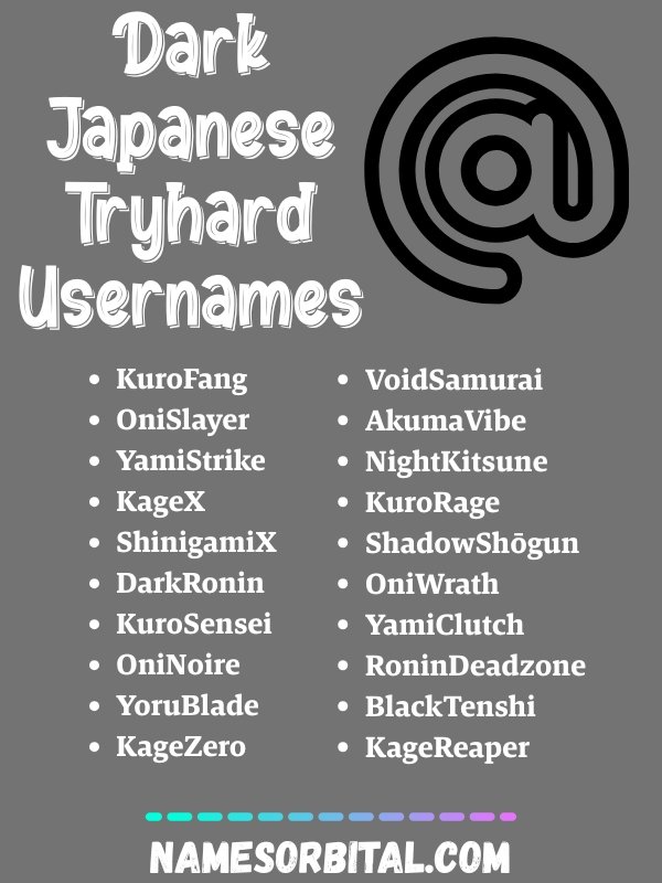 Dark Japanese Tryhard Usernames
