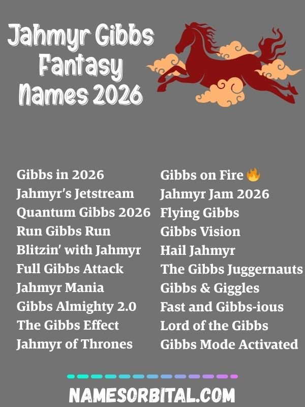 Jahmyr Gibbs Fantasy Names 2025