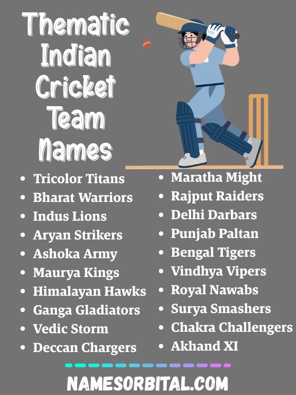 Thematic Indian Cricket Team Names